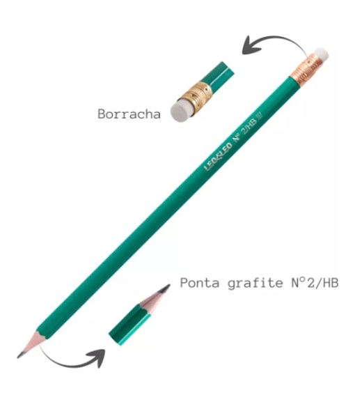 Lápis Preto Sextavado c/ Borracha - Pote 72 UNIDADES | LEO & LEO