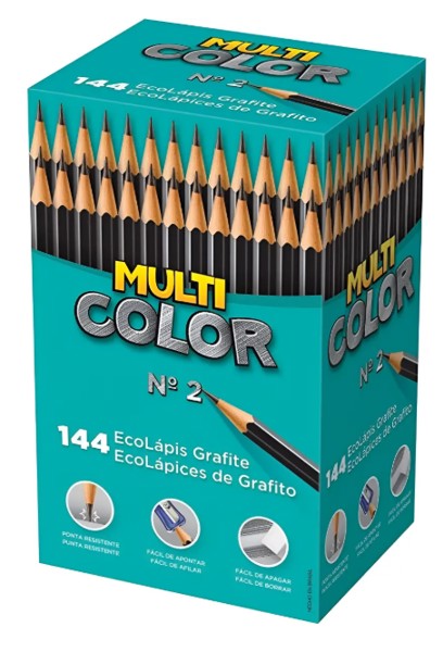 Lápis Preto N2, Linha Eco - Caixa c/ 144 UNIDADES | Multicolor
