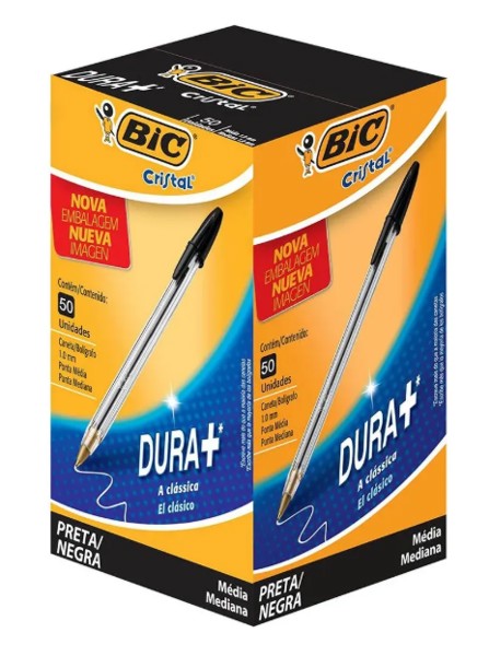 Caneta Esferográfica Bic Cristal Média - Caixa 50 UNIDADES Preto