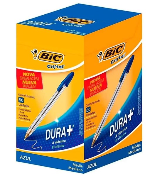 Caneta Esferográfica Bic Cristal Média - Caixa 50 UNIDADES Azul