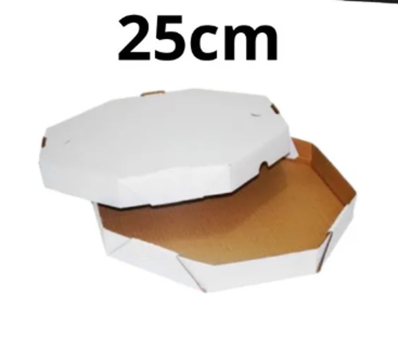 Caixa para Pizza Oitavada Branca 25cm com 10 UNIDADES