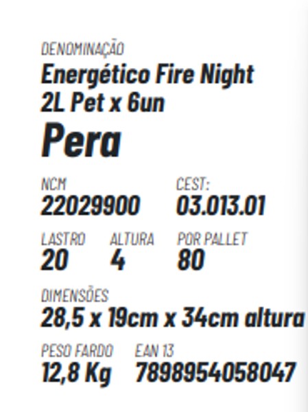 FIRE NIGHT PERA 2 LITROS - PCT - c6 UN