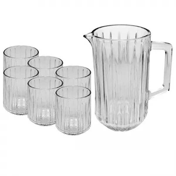 CJ 7 PC JARRA DE CRISTAL C/6 COPOS BANGKOK 145ML/300ML WOLFF 29434 R.00106