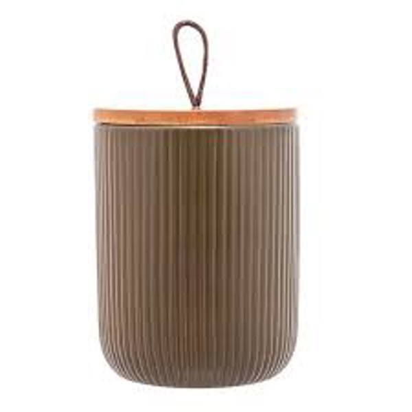 POTICHE DE CERAMICA 10X12,5 C/TAMPA DE BAMBU LINES VERDE LYOR 2665 R.00111