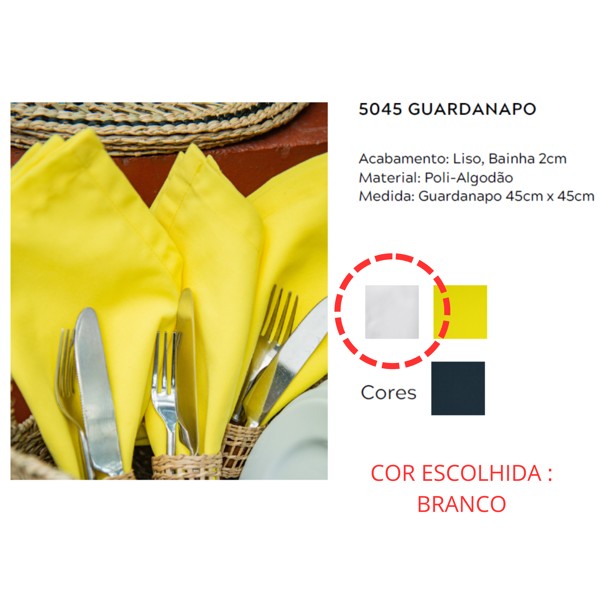 GUARDANAPO 45X45CM LISO BRANCO 4545WH R.00188