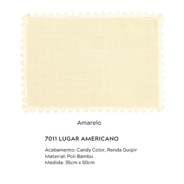 LUGAR AMERICANO 35X50CM C/RENDA GRIPIR AMARELO 7011 R.00191