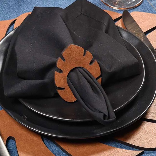 KIT 4 PC ARGOLA DE GUARDANAPO FOLHA DE ADAO ARTWOOD COBRE 204132 R.00202