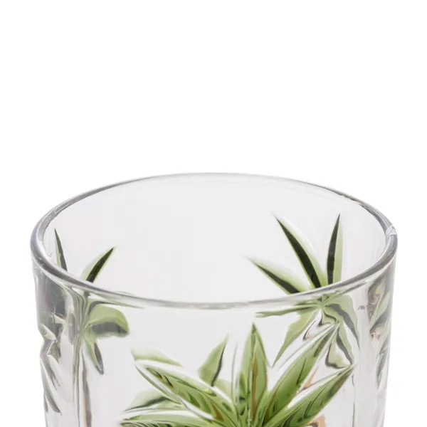 JOGO CONJUNTO KIT COM 6 COPOS BAIXO DE CRISTAL 340ML PALM TREE HANDPAINT WOLFF 27773 R.00341