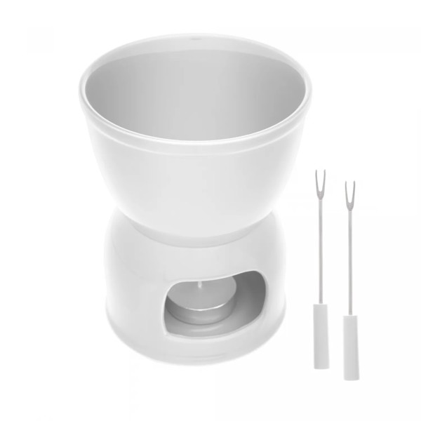 APARELHO CONJUNTO KIT DE FONDUE 6 PECAS BRANCO 400ML CHOCOLATE E QUEIJO R.00384
