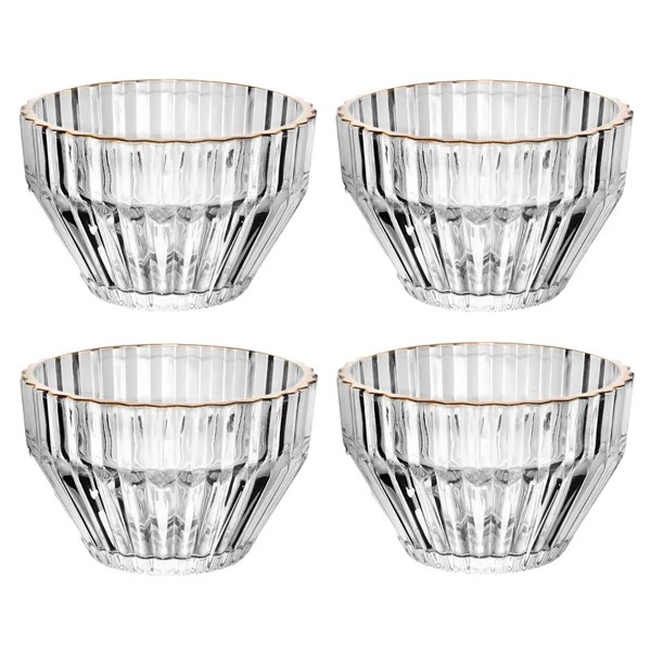 CJ 4 BOWLS DE CRISTAL DE CHUMBO COM FIO DE OURO IMPERATRIZ 20848 R.00390