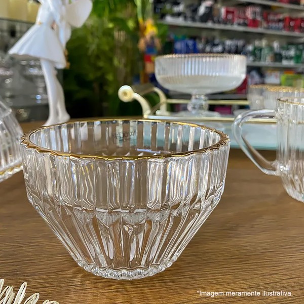 CJ 4 BOWLS DE CRISTAL DE CHUMBO COM FIO DE OURO IMPERATRIZ 20848 R.00390