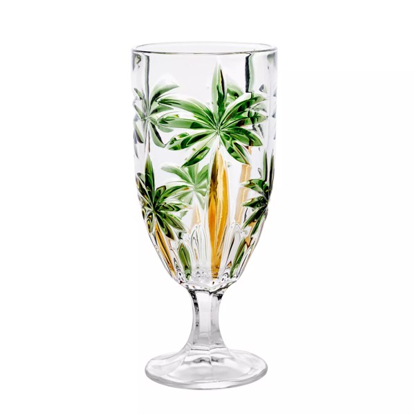 CJ 6 TACAS CRISTAL DE CHUMBO PALM TREE HANDPAINT 450ML 27441 R.00396