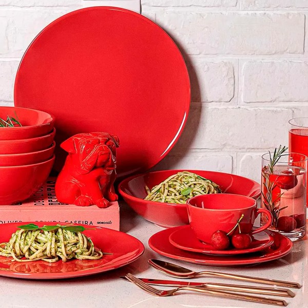 PRATO CERAMICA RASO 26CM VERMELHO OXFORD R.00436