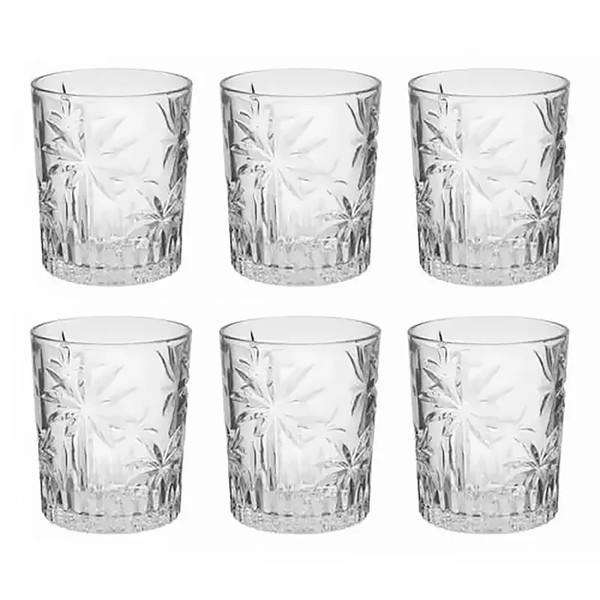 CJ 6 COPOS BAIXOS CRISTAL 340ML PALM TREE 27770 R.00398