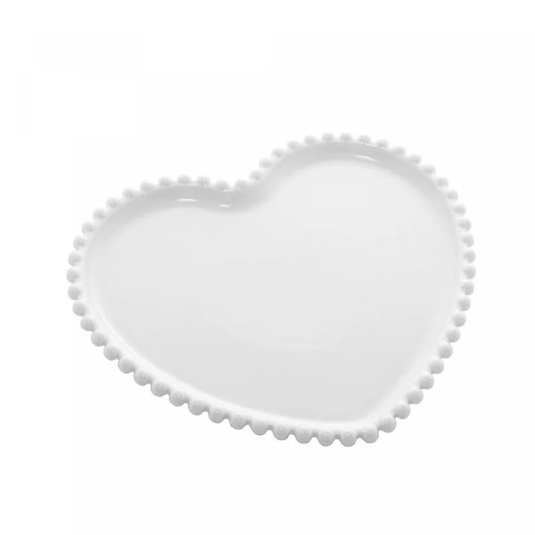 PRATO PORCELANA CORACAO BEADS BRANCO 25X22X2 CM 28488 R.00715
