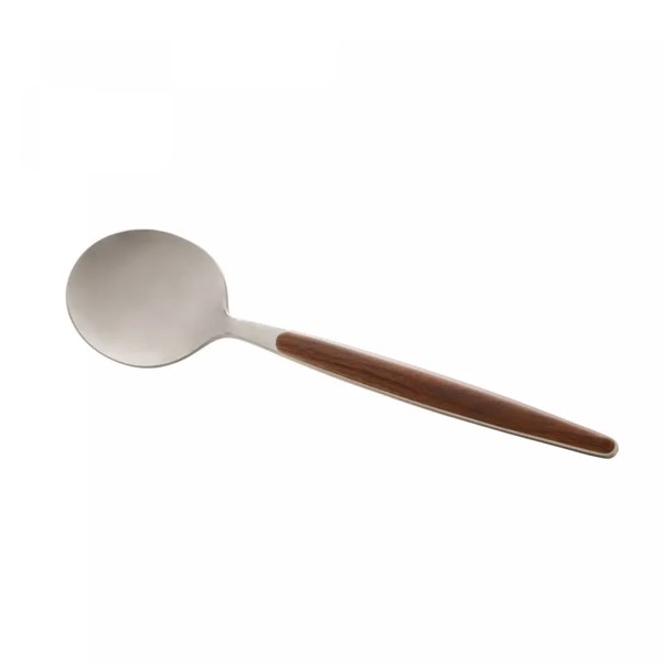 CJ COM 6 COLHERES ACO INOX P/MESA C/CABO DE MADEIRA ORGANIC 21CM 1846 R.00886