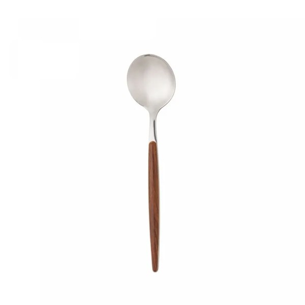 CJ COM 6 COLHERES ACO INOX P/MESA C/CABO DE MADEIRA ORGANIC 21CM 1846 R.00886