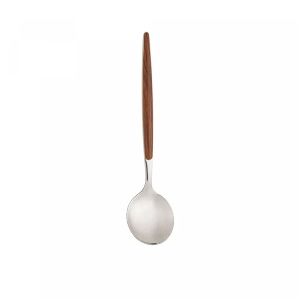 CJ COM 6 COLHERES ACO INOX P/MESA C/CABO DE MADEIRA ORGANIC 21CM 1846 R.00886