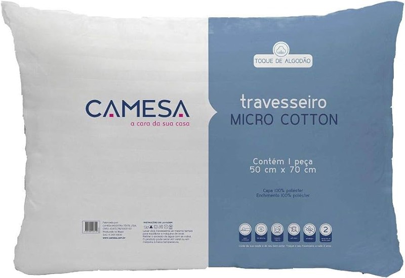 TRAVESSEIRO 50X70CM MICRO COTTON SUP MEDIO A VACUO SORTIDO R.00609