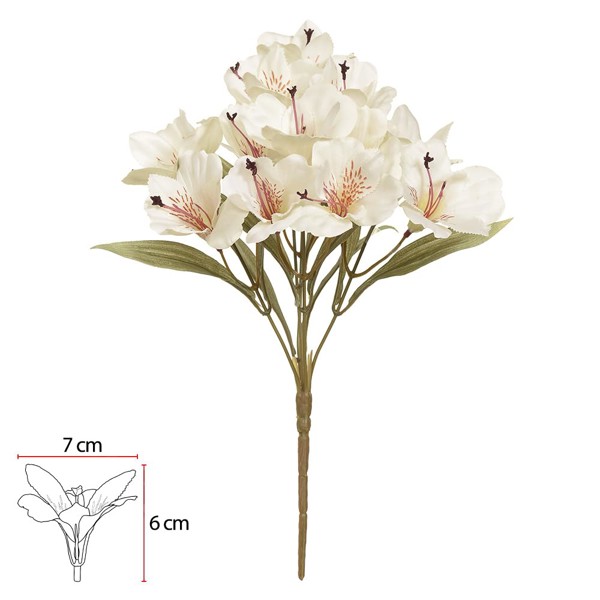 FLOR BUQUE ASTROMELIA CETIM X15 CREME 34CM R.01555