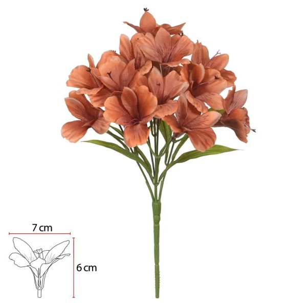 FLOR BUQUE ASTROMELIA CETIM X15 OCRE 34CM R.01556