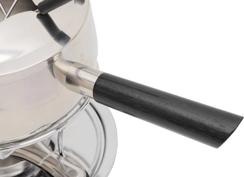 KIT CONJUNTO JOGO DE FONDUE INOX COM CABO E 6 GARFOS CHOCOLATE E QUEIJO R.00366