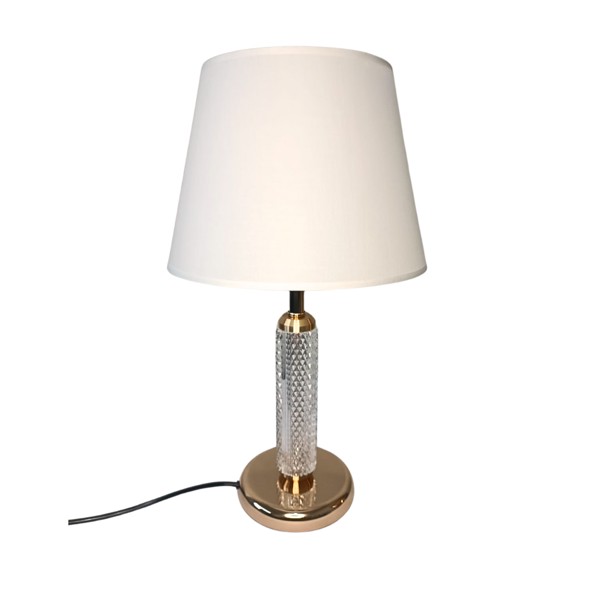 ABAJUR DE MESA DOURADO E BRANCO 25X45CM R.01736