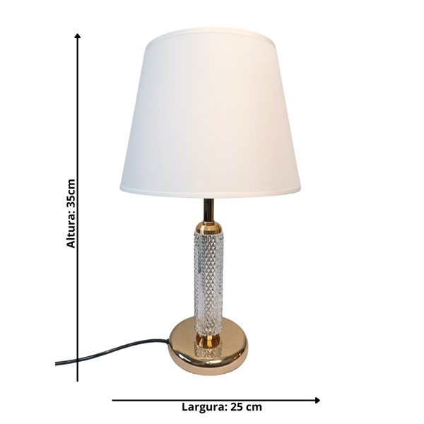 ABAJUR DE MESA DOURADO E BRANCO 25X45CM R.01736