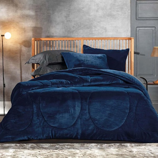 EDREDOM KING BLEND LUXO VELVET 2,80X2,60M AZUL STRONG R.01773