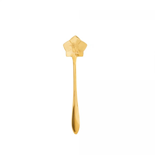 CJ 4 COLHERES ACO INOX P/CHA FLORES DOURADO 28485 R.00936