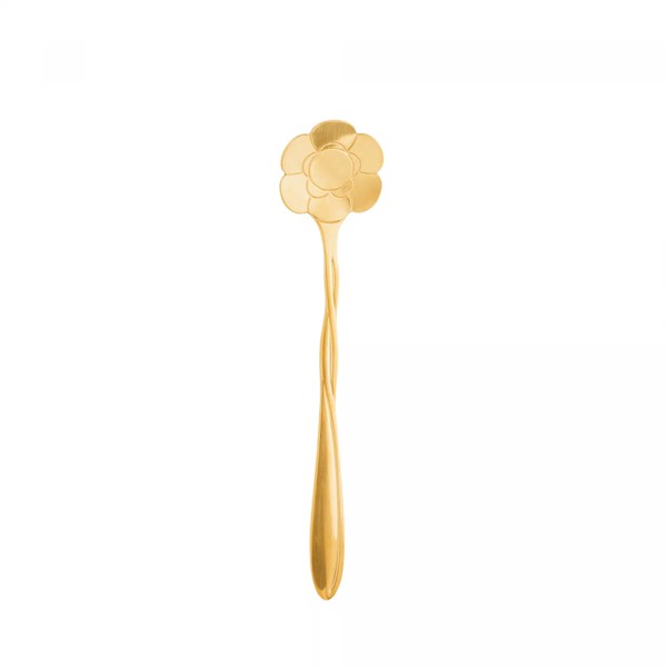 CJ 4 COLHERES ACO INOX P/CHA FLORES DOURADO 28485 R.00936