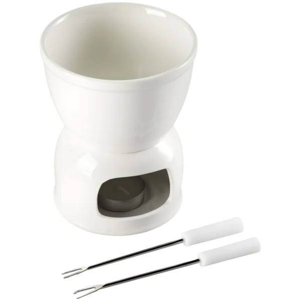 APARELHO CONJUNTO KIT DE FONDUE 6 PECAS BRANCO 400ML CHOCOLATE E QUEIJO R.00384