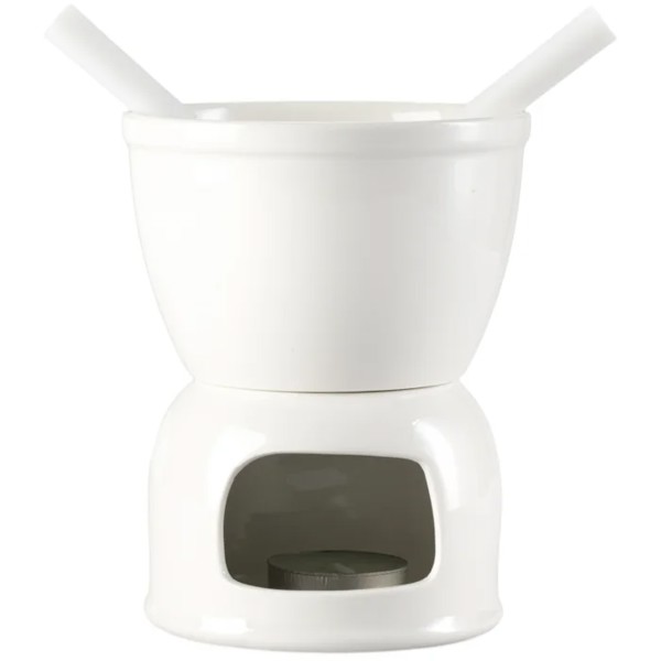 APARELHO CONJUNTO KIT DE FONDUE 6 PECAS BRANCO 400ML CHOCOLATE E QUEIJO R.00384