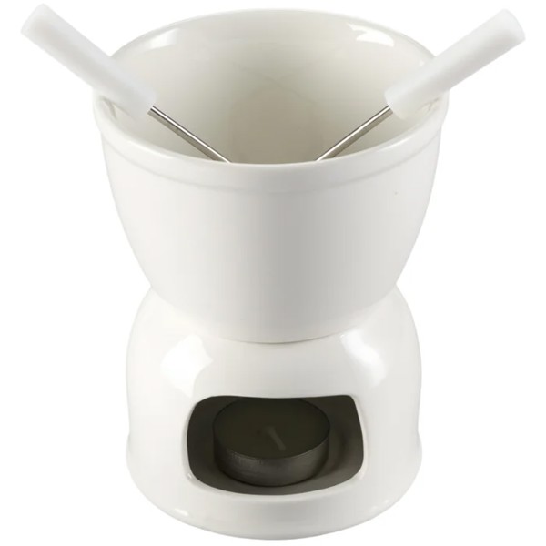 APARELHO CONJUNTO KIT DE FONDUE 6 PECAS BRANCO 400ML CHOCOLATE E QUEIJO R.00384