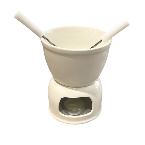 APARELHO CONJUNTO KIT DE FONDUE 6 PECAS BRANCO 400ML CHOCOLATE E QUEIJO R.00384
