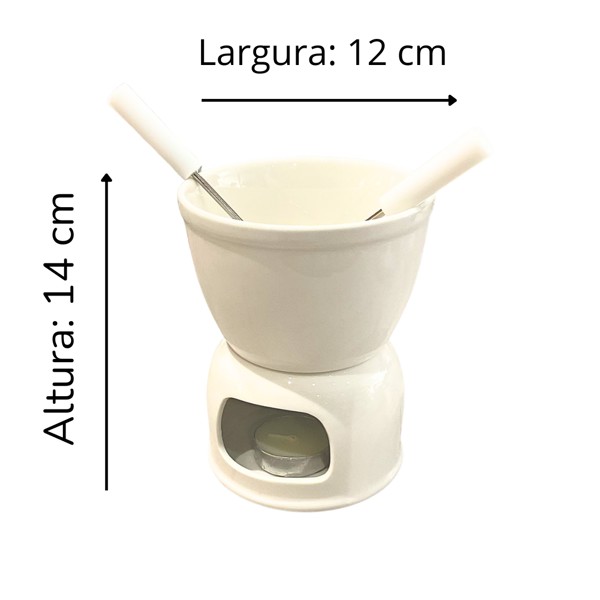 APARELHO CONJUNTO KIT DE FONDUE 6 PECAS BRANCO 400ML CHOCOLATE E QUEIJO R.00384