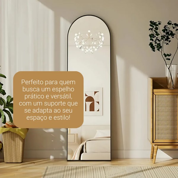 ESPELHO DE CHAO OVAL PRETO ALUMINIO E VIDRO 150X40X2,8CM R.00463