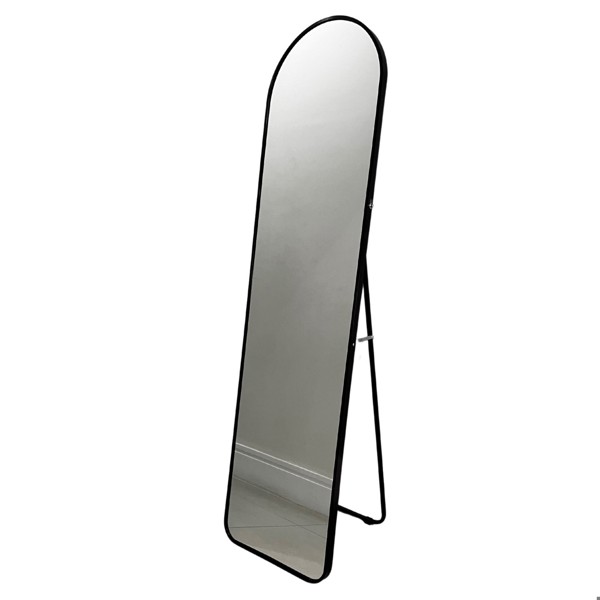 ESPELHO DE CHAO OVAL PRETO ALUMINIO E VIDRO 150X40X2,8CM R.00463