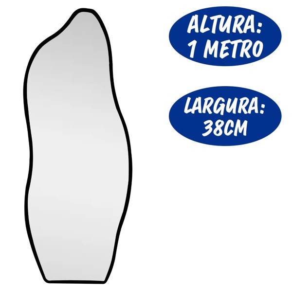 ESPELHO ORGANICO VIDRO E PLASTICO PP 100X38X3CM R.01990