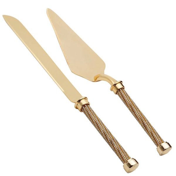 CJ 2 TALHERES ZAMAC C/CABO TRANCADO DOURADO 32CM 2985 R.00537