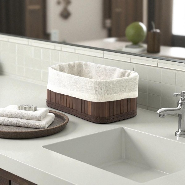 CESTO ORGANIZADOR BAMBU ESCURO PEQUENO 20X12X08CM R.01220