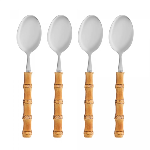CJ 4 COLHERES P/MESA DE ACO INOX C/CABO EM BAMBU TULUM 20,5CM 71848 R.00420