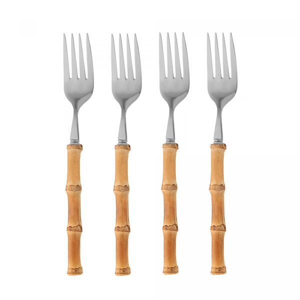 CJ 4 GARFOS P/MESA DE ACO INOX C/CABO EM BAMBU TULUM 20CM 71839 R.00541