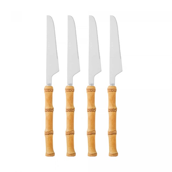 CJ 4 FACAS P/MESA DE ACO INOX C/CABO EM BAMBU TULUM 22CM 71838 R.00540
