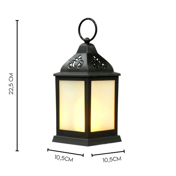 LANTERNA COM LED PRETO 22,5X10,5X10,5CM R.02124