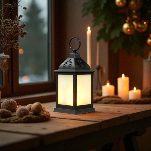 LANTERNA COM LED PRETO 22,5X10,5X10,5CM R.02124