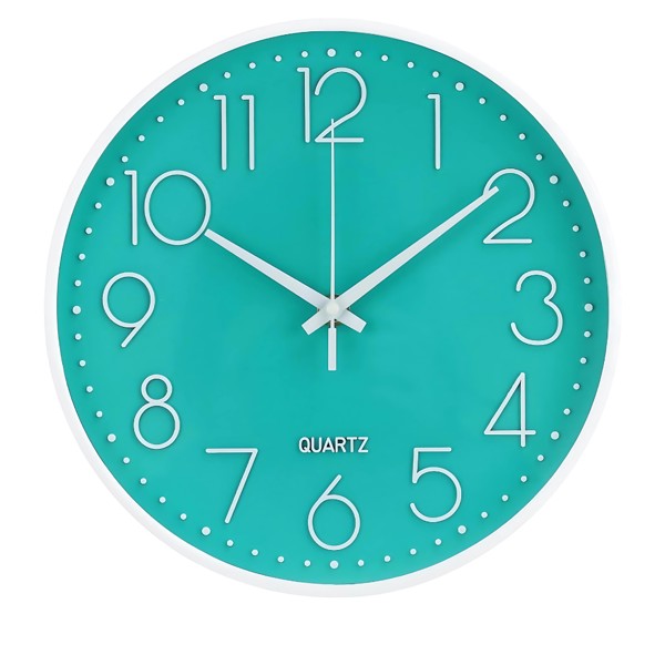 RELOGIO DE PAREDE MODERNO REDONDO 30CM VERDE PLASTICO QUARTZ SILENCIOSO DECORACAO SALA QUARTO COZINHA ESCRITORIO R.02001