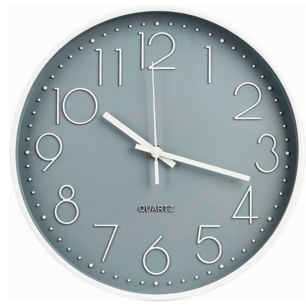 RELOGIO DE PAREDE CINZA 30CM PLASTICO SILENCIOSO DECORACAO MODERNA CASA AMBIENTES R.01996