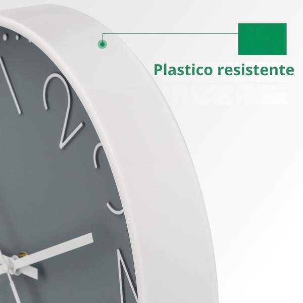 RELOGIO DE PAREDE CINZA 30CM PLASTICO SILENCIOSO DECORACAO MODERNA CASA AMBIENTES R.01996