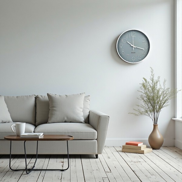 RELOGIO DE PAREDE CINZA 30CM PLASTICO SILENCIOSO DECORACAO MODERNA CASA AMBIENTES R.01996